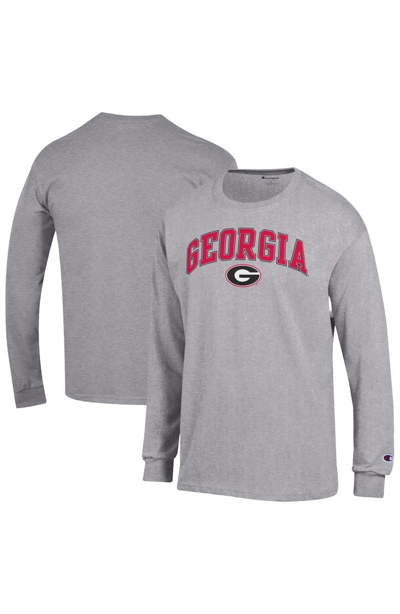 Champion Men's Champion  Heather Gray Georgia Bulldogs Arch Over Logo Long Sleeve T-Shirt, Alternate, color, 