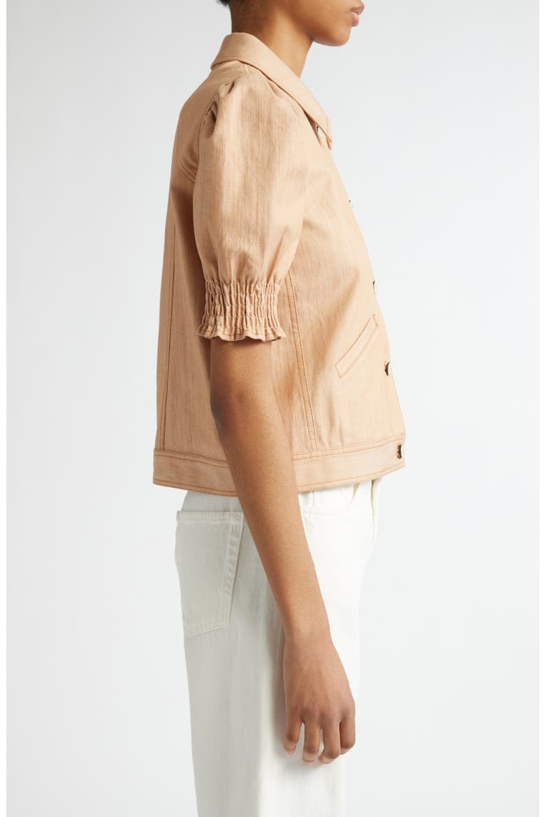 Roselyn Short Sleeve Denim Jacket, Alternate, color, SAHARA