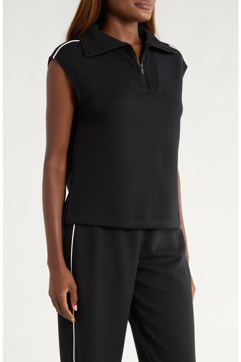 AirEssentials Piqué Sleeveless Half Zip Top, Alternate, color, VERY BLACK
