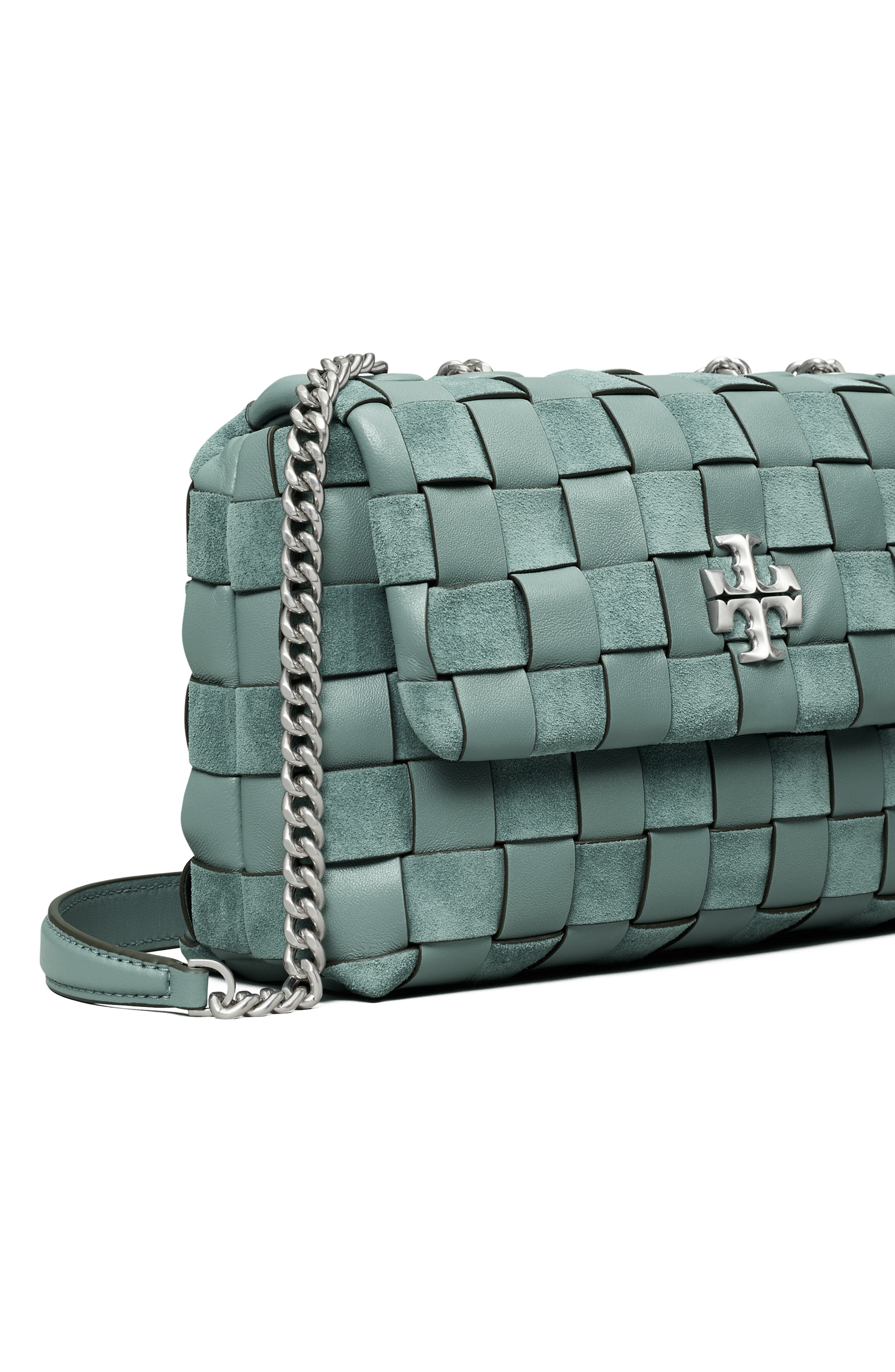 Tory Burch Kira Small Woven Leather Convertible Shoulder Bag, Alternate, color, 