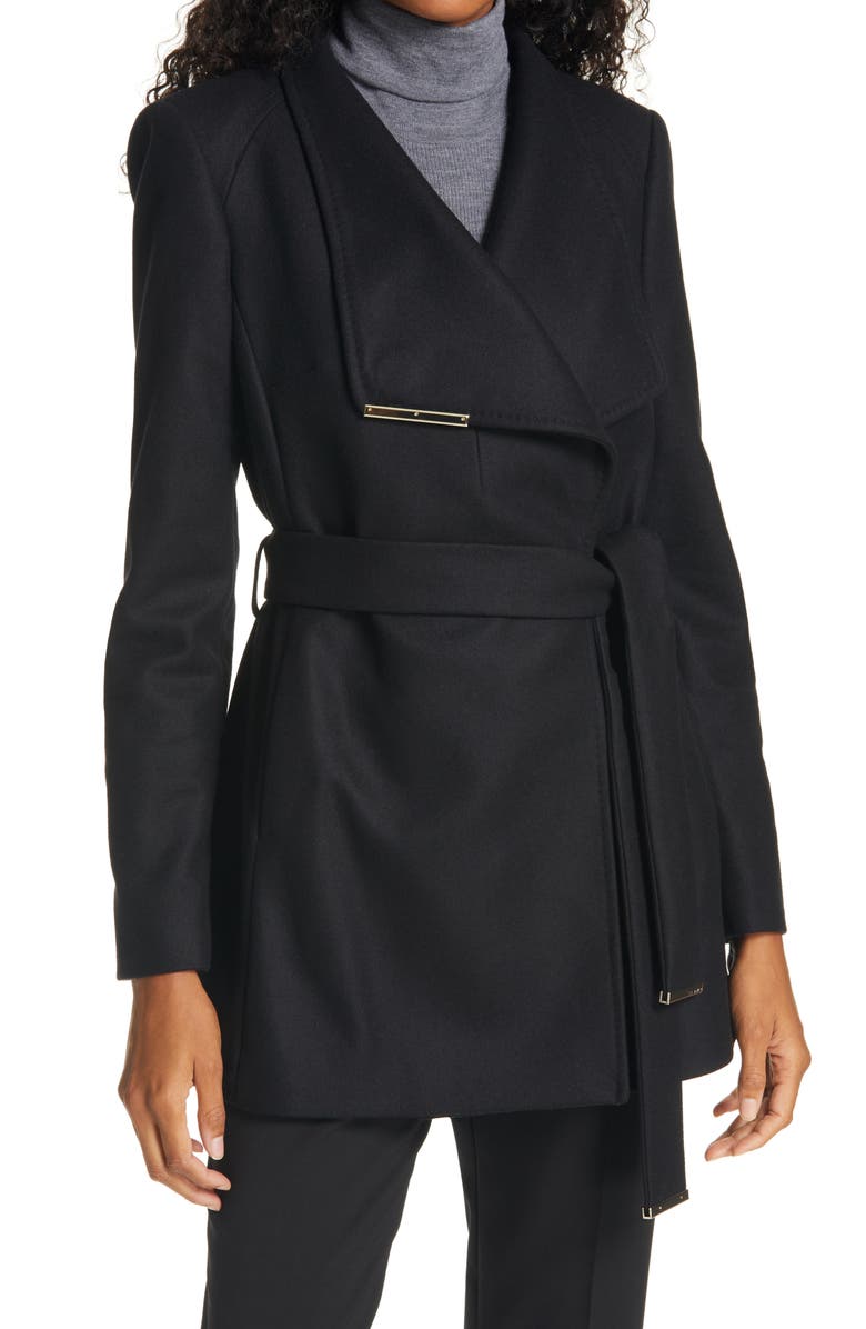 Ted Baker London Rosess Wool & Cashmere Blend Wrap Coat, Main, color, 