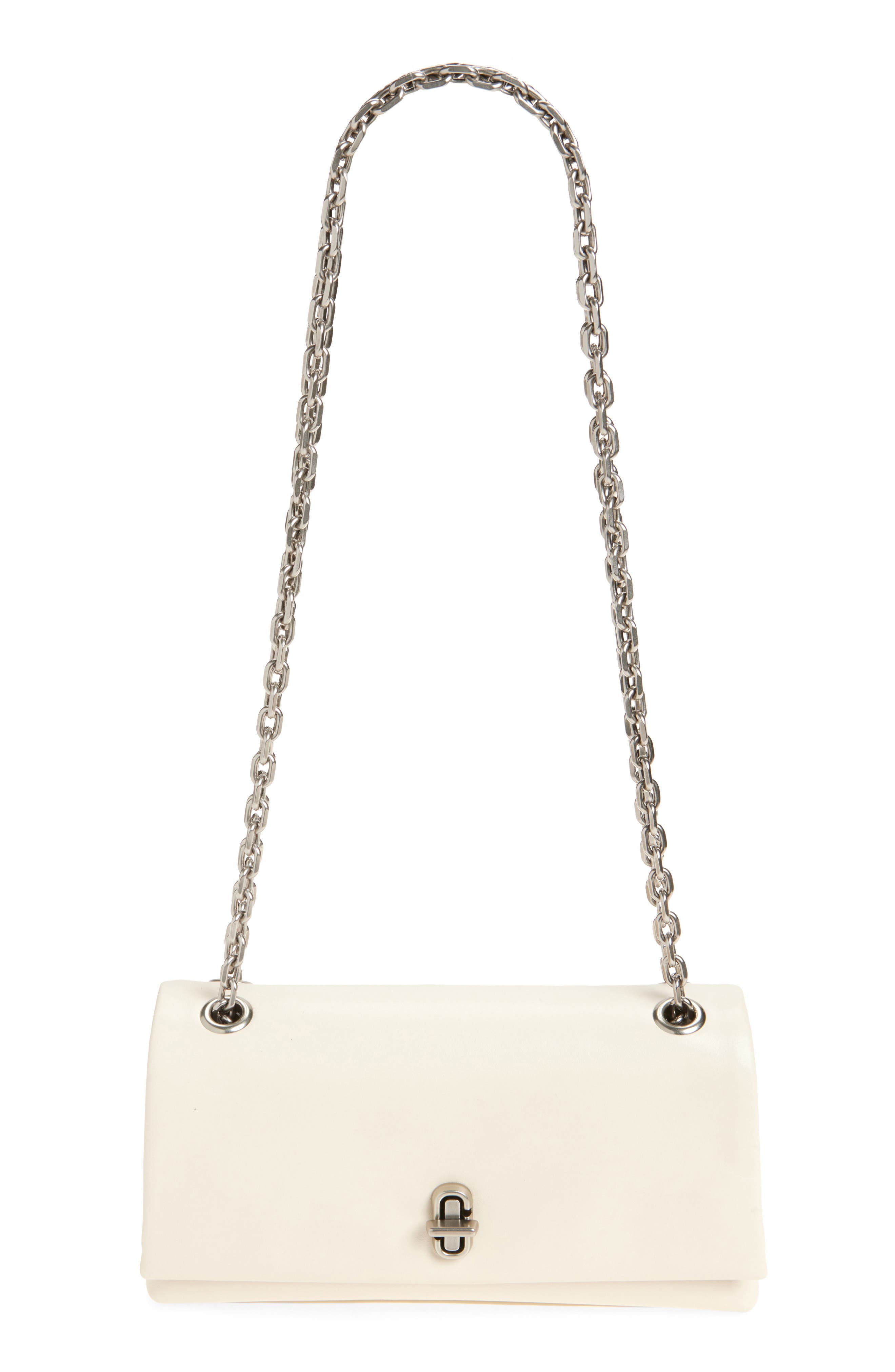 Marc Jacobs The Dual Chain Leather Wallet on a Chain in Cloud White 