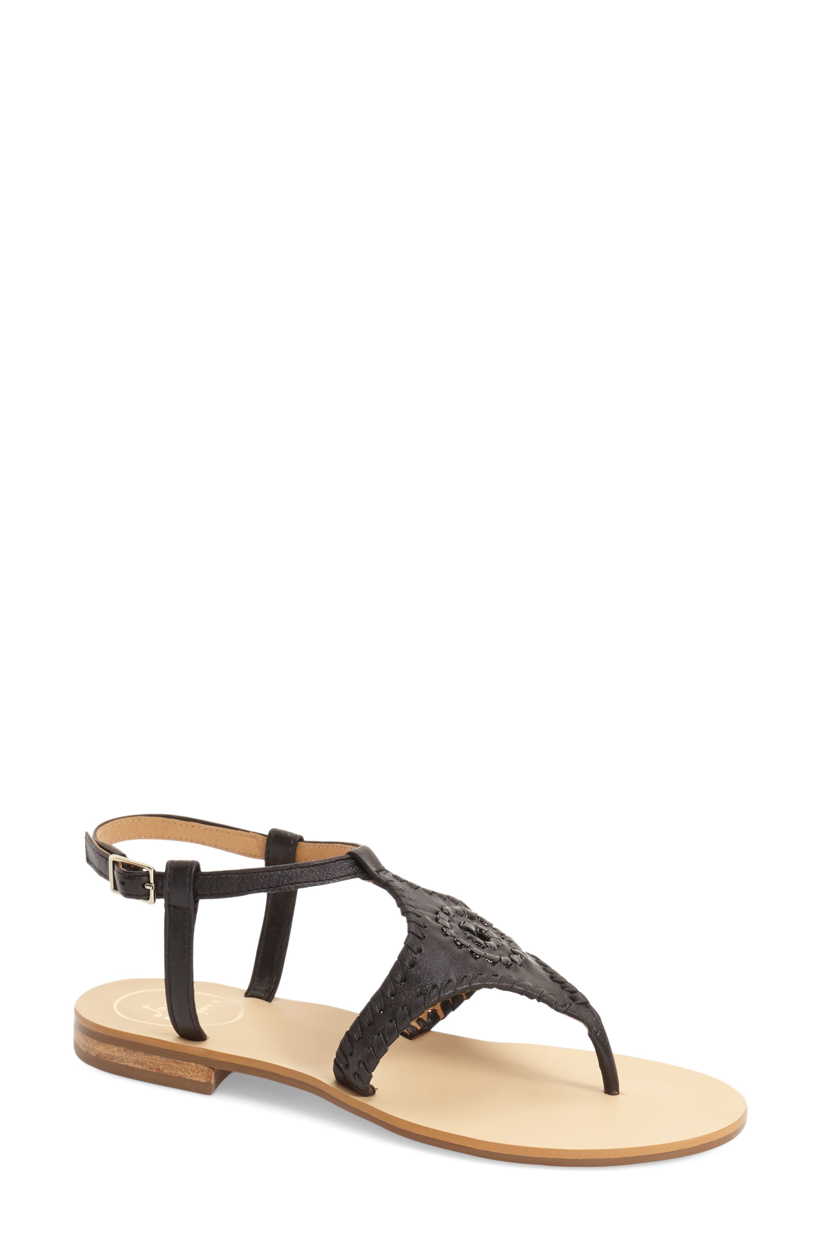 'Maci' Flat Sandal, Alternate, color, BLACK/ BLACK PATENT