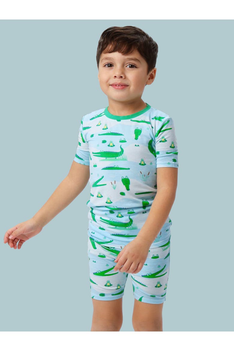 Gender Inclusive Short Sleeve Pajama Set, Alternate, color, Alligator Adventure