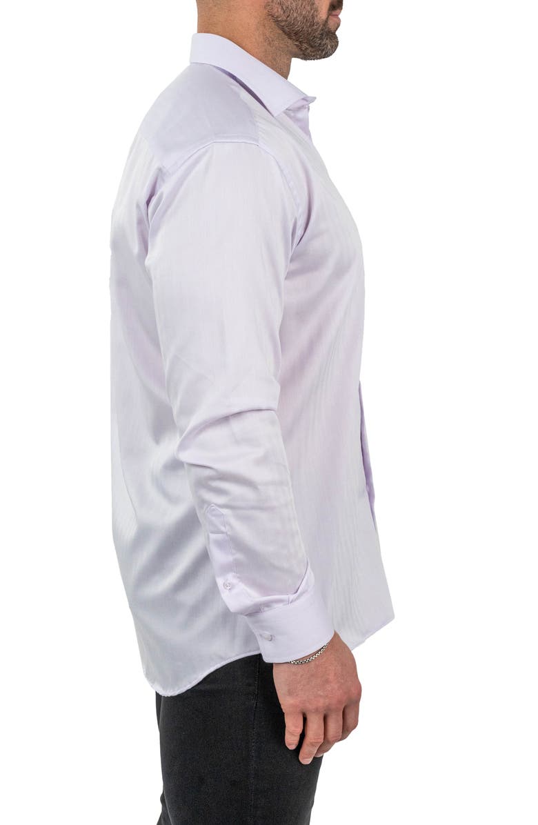 Maceoo Classic Sheer Lilac Cotton Herringbone Button-Up Shirt, Alternate, color, Purple
