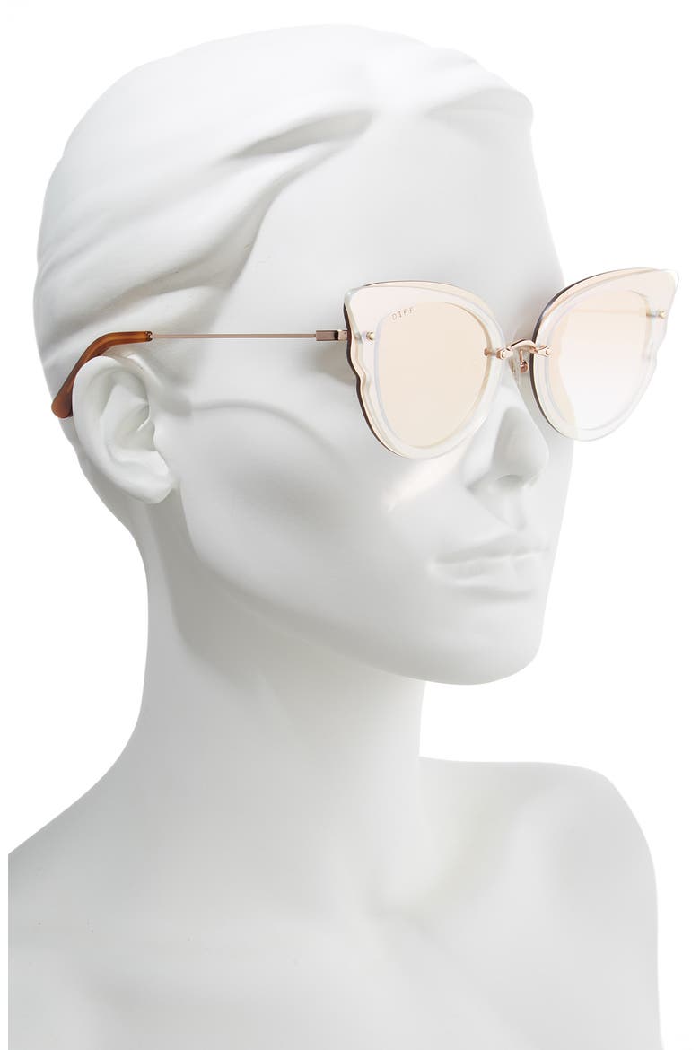 Delilah 49mm Cat Eye Sunglasses, Alternate, color, ROSE GOLD/ ROSE