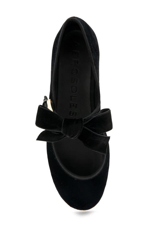 Shop Aerosoles Poppy Mary Jane Flat In Black Velvet Fabric