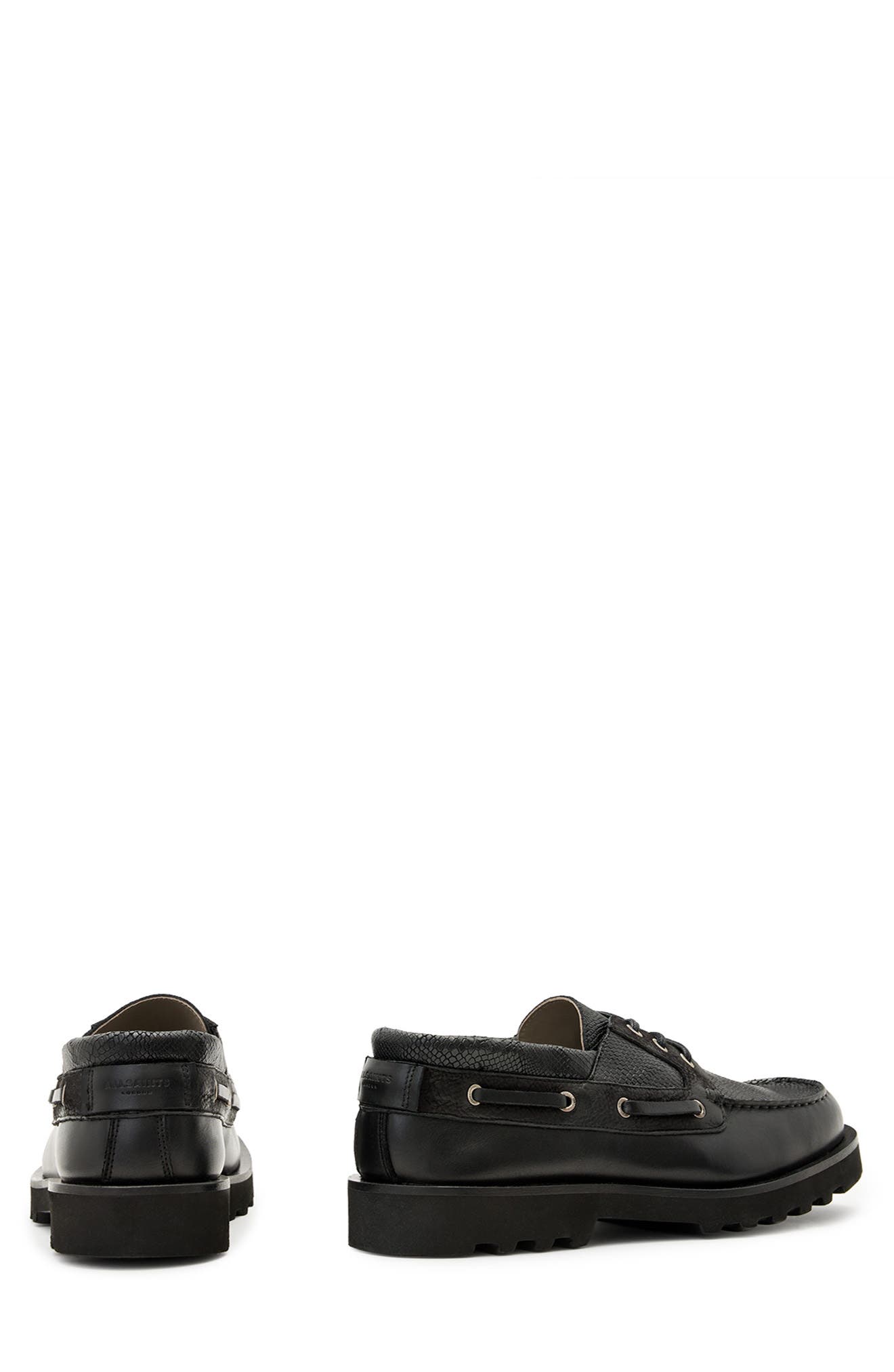 AllSaints Skiff Boat Shoe, Alternate, color, Black
