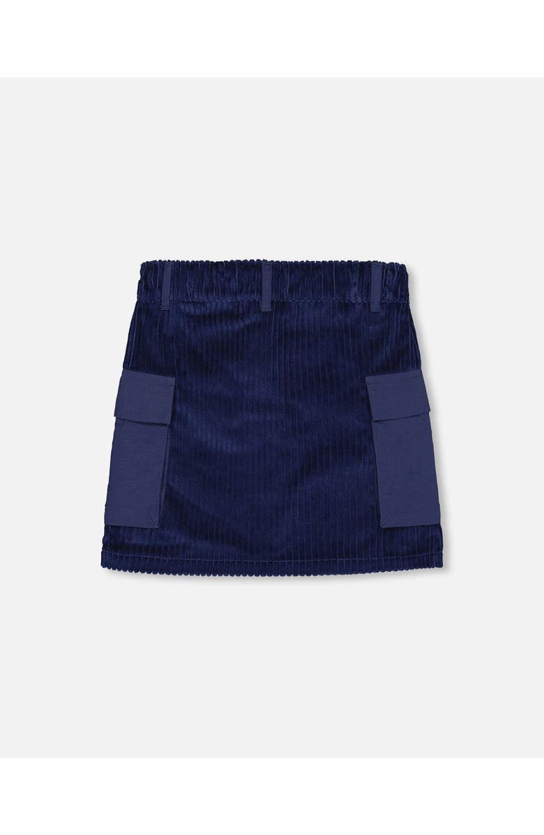 Deux par Deux Little Girl's Corduroy Cargo Pocket Skirt Navy, Alternate, color, 