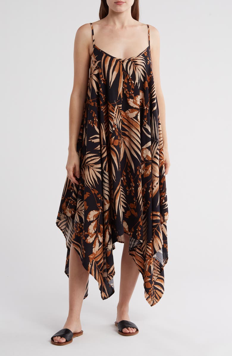 BOHO ME Print Handkerchief Hem Maxi Dress, Main, color,
