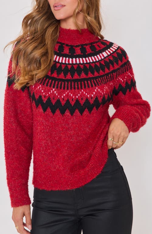 Vici Collection Aprés Ski Fair Isle Mock Neck Sweater In Red