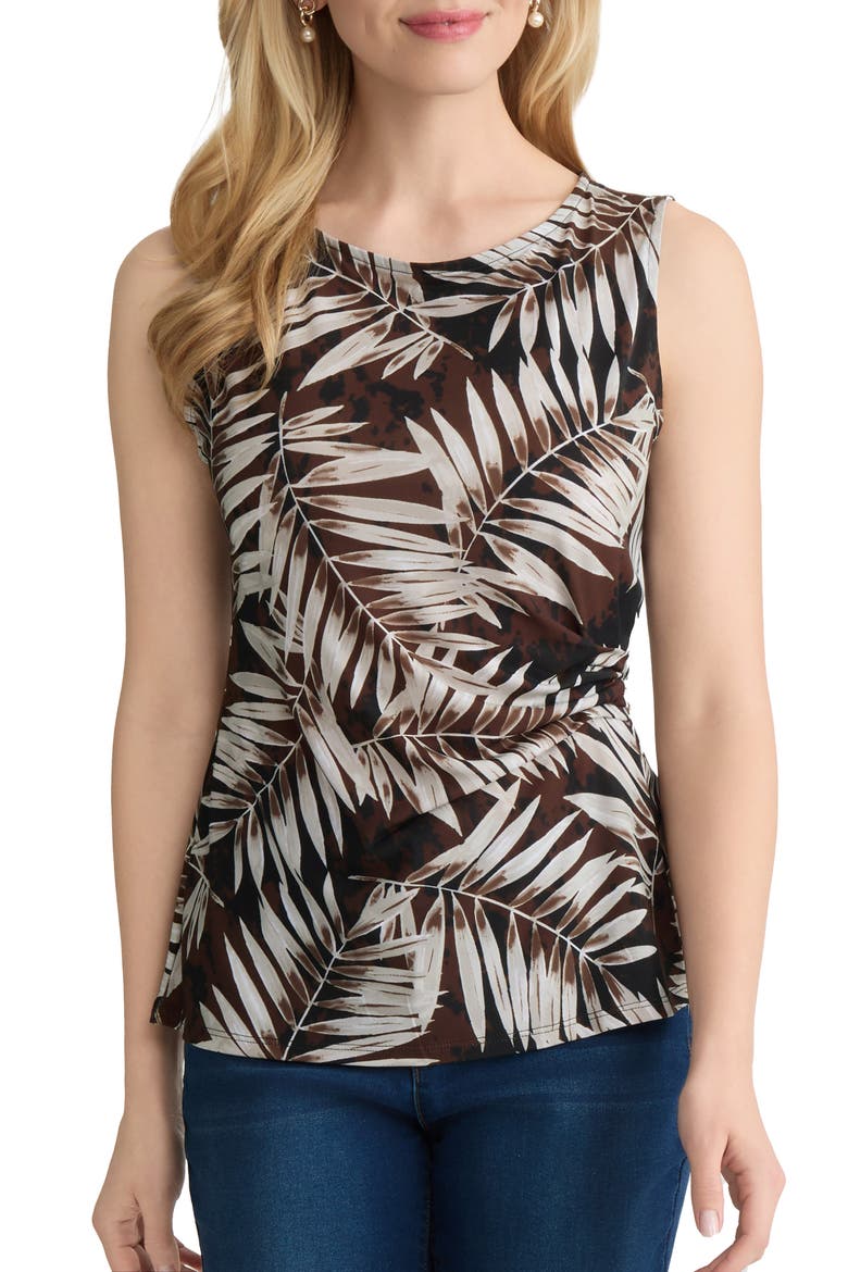 Side Pleat Scoop Neck Tank, Main, color, FUDGE MULTI