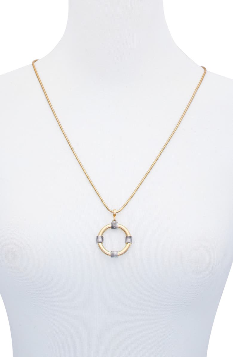 T Tahari Two-Tone Pendant Necklace, Alternate, color, Gold Tone
