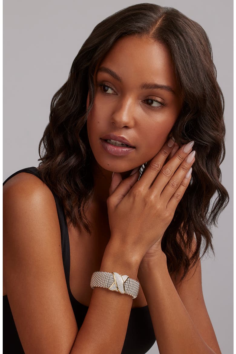Embrace Pavé Diamond & Caviar Bracelet, Alternate, color, METALLIC
