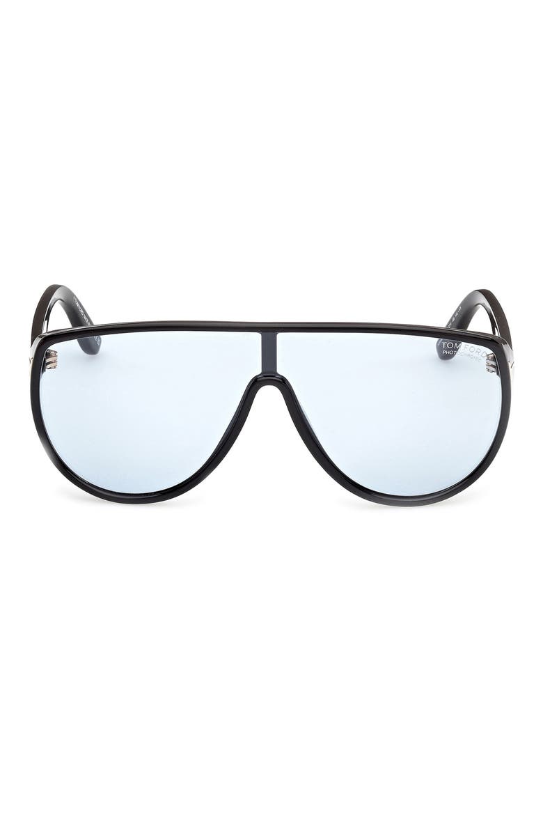 Achilles 138mm Shield Sunglasses, Alternate, color, SHINY BLACK / BLUE