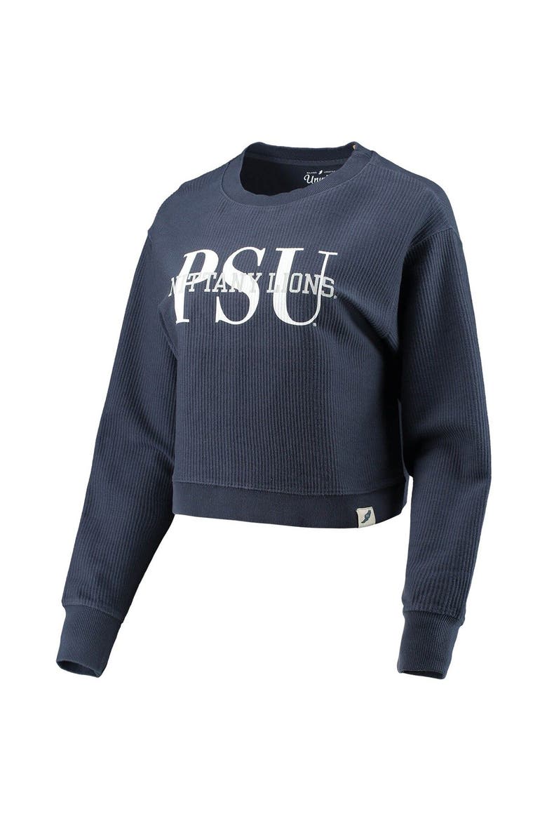 Women's League Collegiate Wear Navy Penn State Nittany Lions Classic Corded Timber Crop Pullover Sweatshirt, Alternate, color, Navy