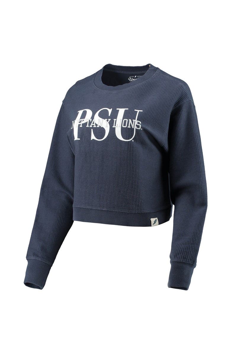 LEAGUE COLLEGIATE WEAR Women's League Collegiate Wear Navy Penn State Nittany Lions Classic Corded Timber Crop Pullover Sweatshirt, Alternate, color, 