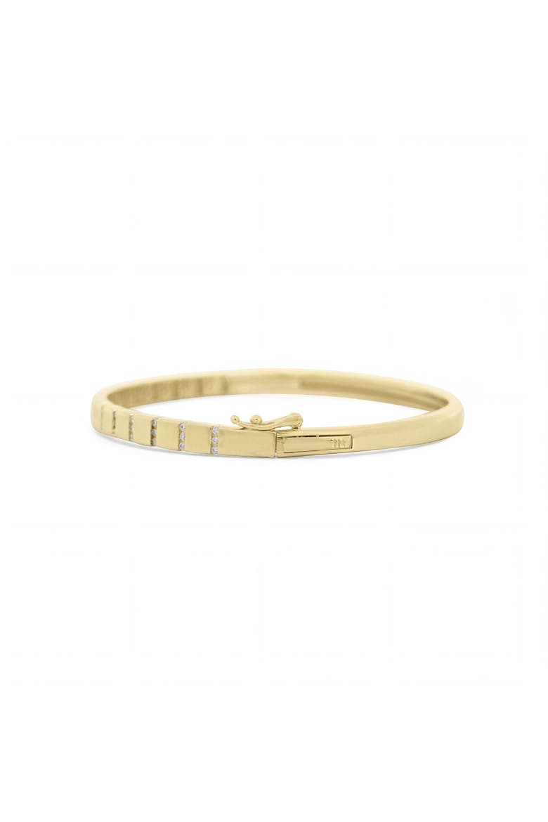 Ribbed CZ Bangle, Alternate, color, Gold Plated Sterling Silver