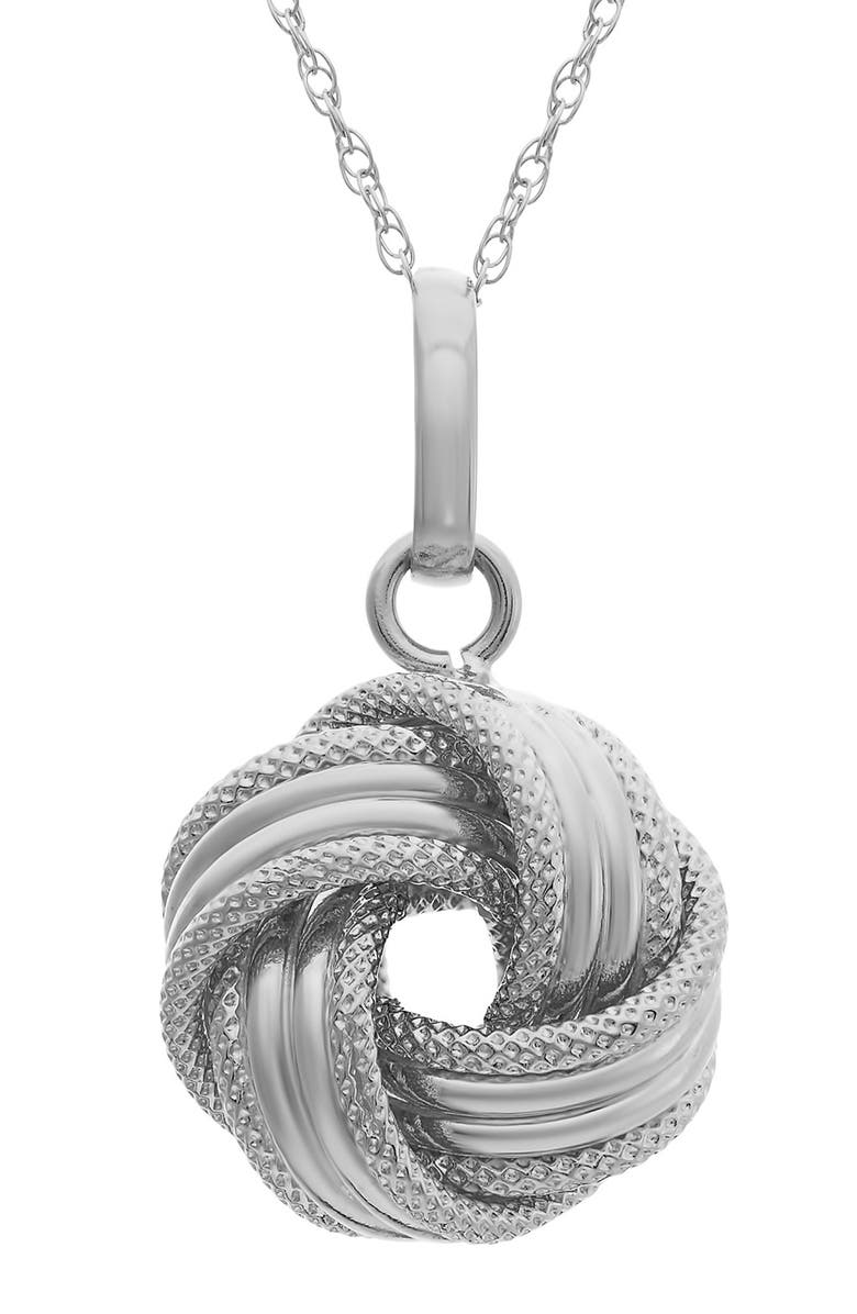 FZN 10K Gold Twisted Knot Pendant Necklace, Main, color, Silver