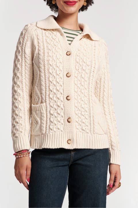Fisherman Cardigan Cableknit 100% Pima Cotton