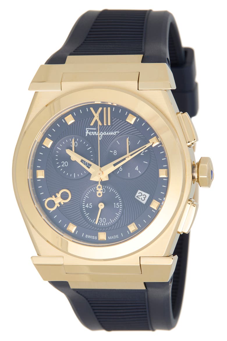 Vega Silicone Strap Chronograph Watch, 40mm, Alternate, color, GOLD