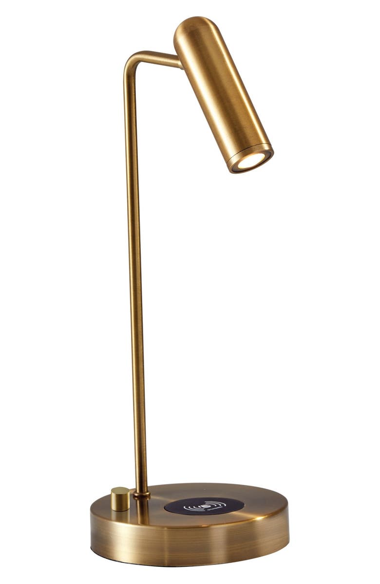 ADESSO LIGHTING Kaye Charge LED Desk Lamp, Main, color, Antique Brass