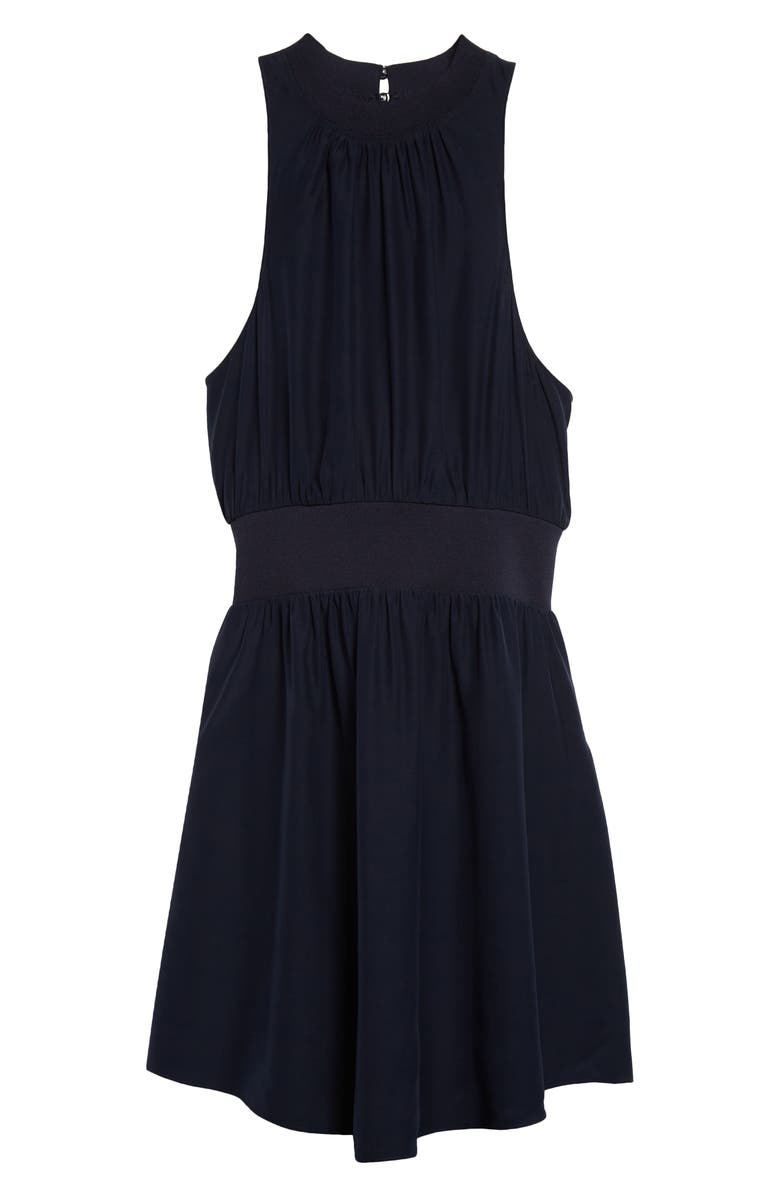 Cinq à Sept Fern Sleeveless Silk Minidress, Alternate, color, Navy