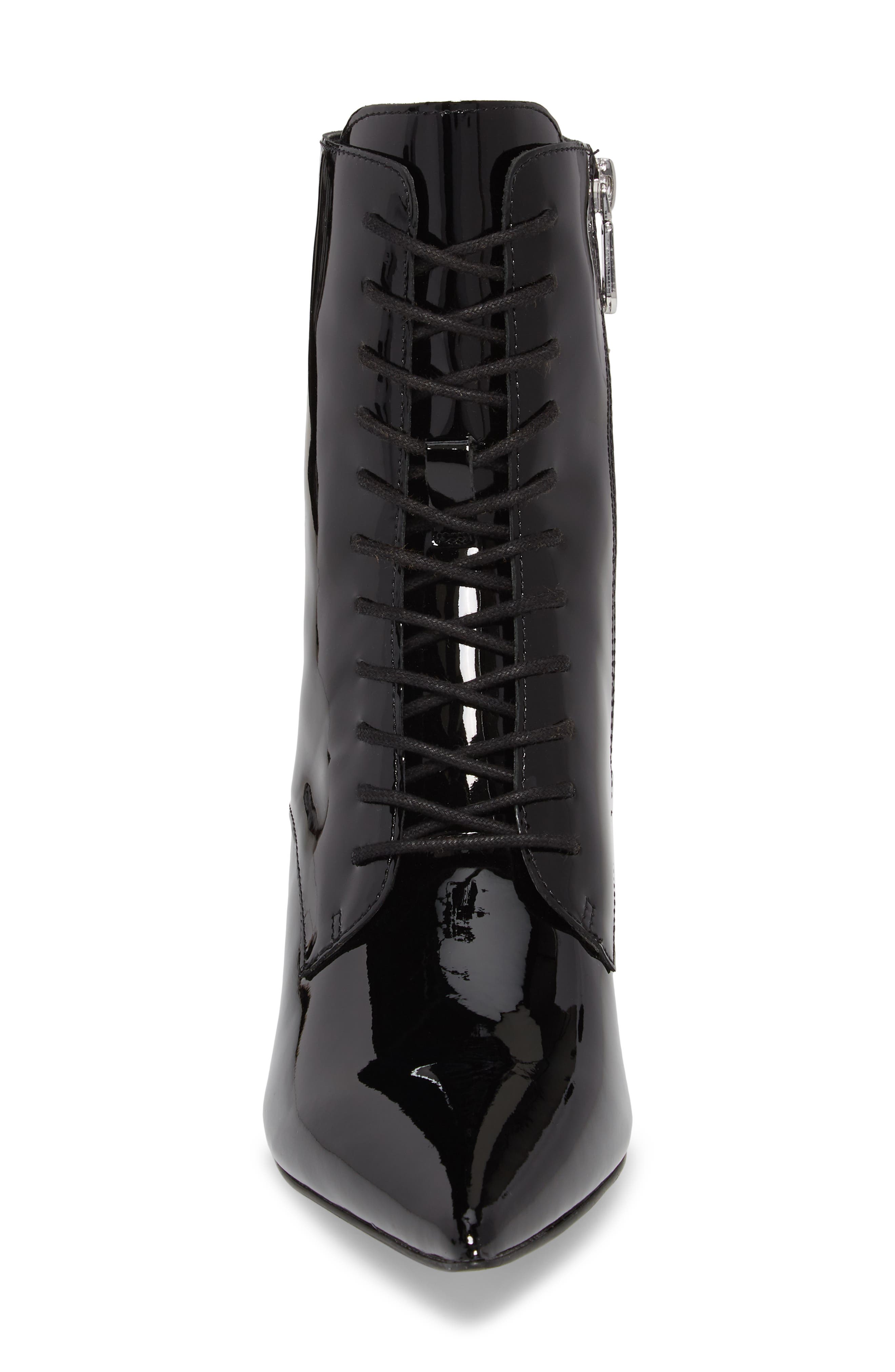 Faith Pointy Toe Laced Bootie, Alternate, color, BLACK PATENT