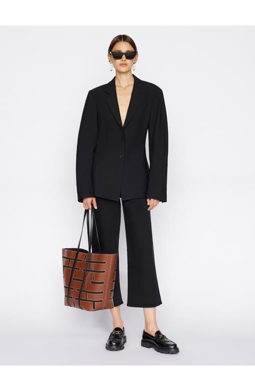 Frame Cotton Blend Jet Set Wide Leg Cropped Jeans In Sheen Noir In Multi