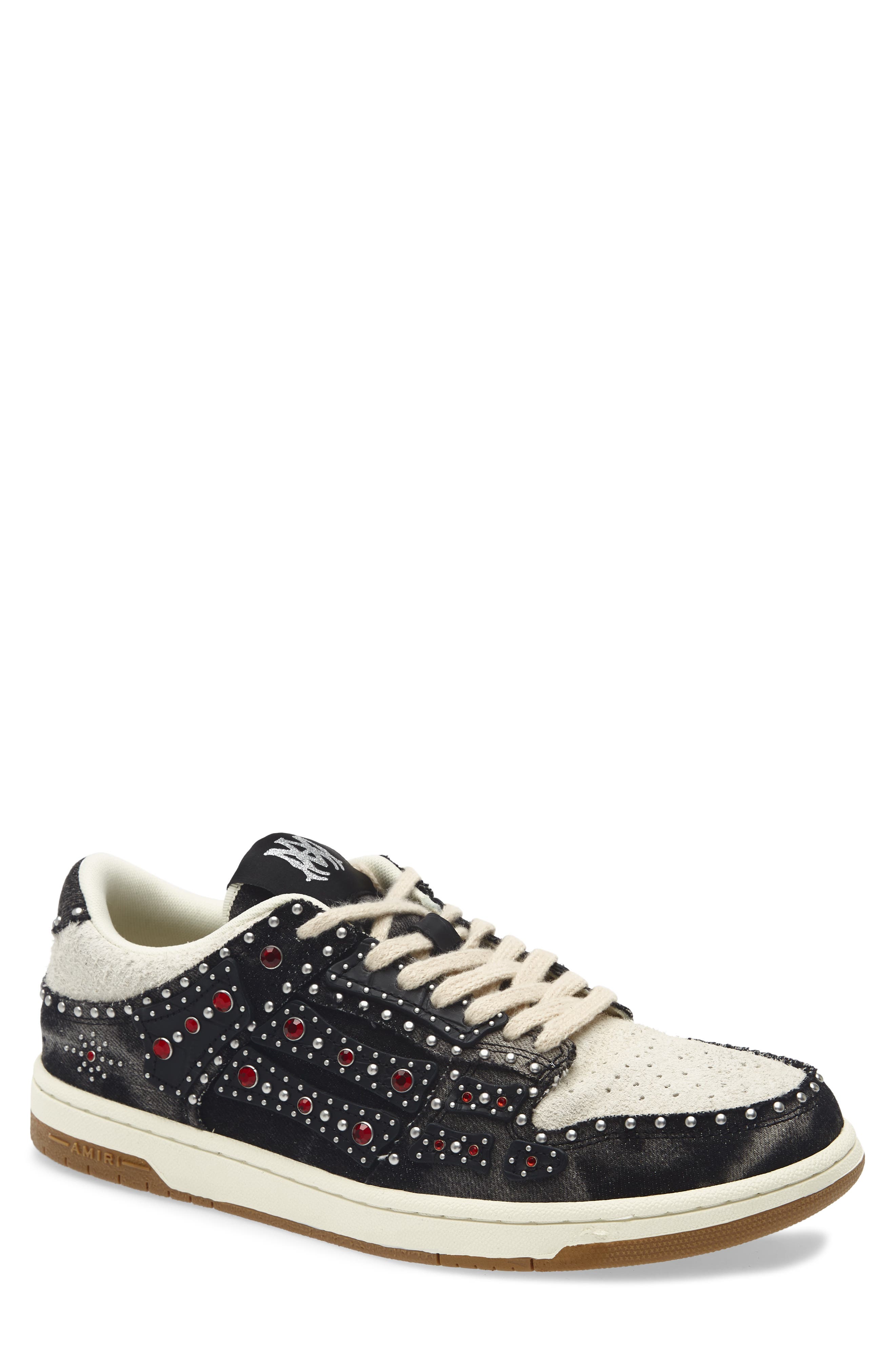 AMIRI Studded Skeleton Low Top Sneaker, Main, color, Black