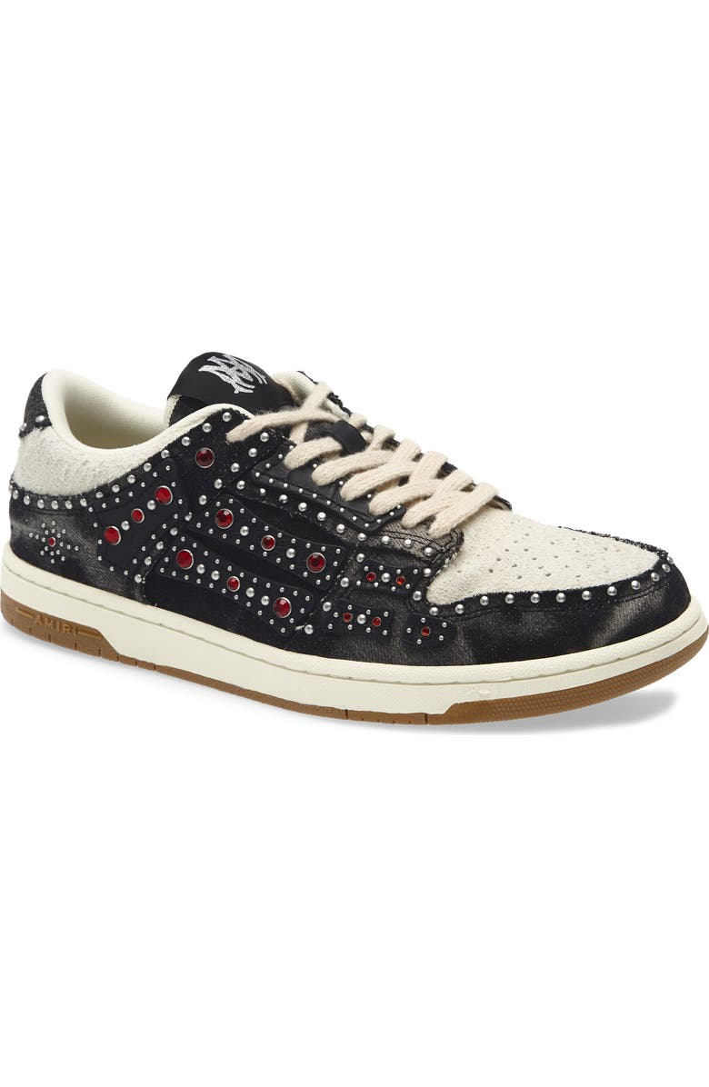 AMIRI Studded Skeleton Low Top Sneaker, Main, color, Black