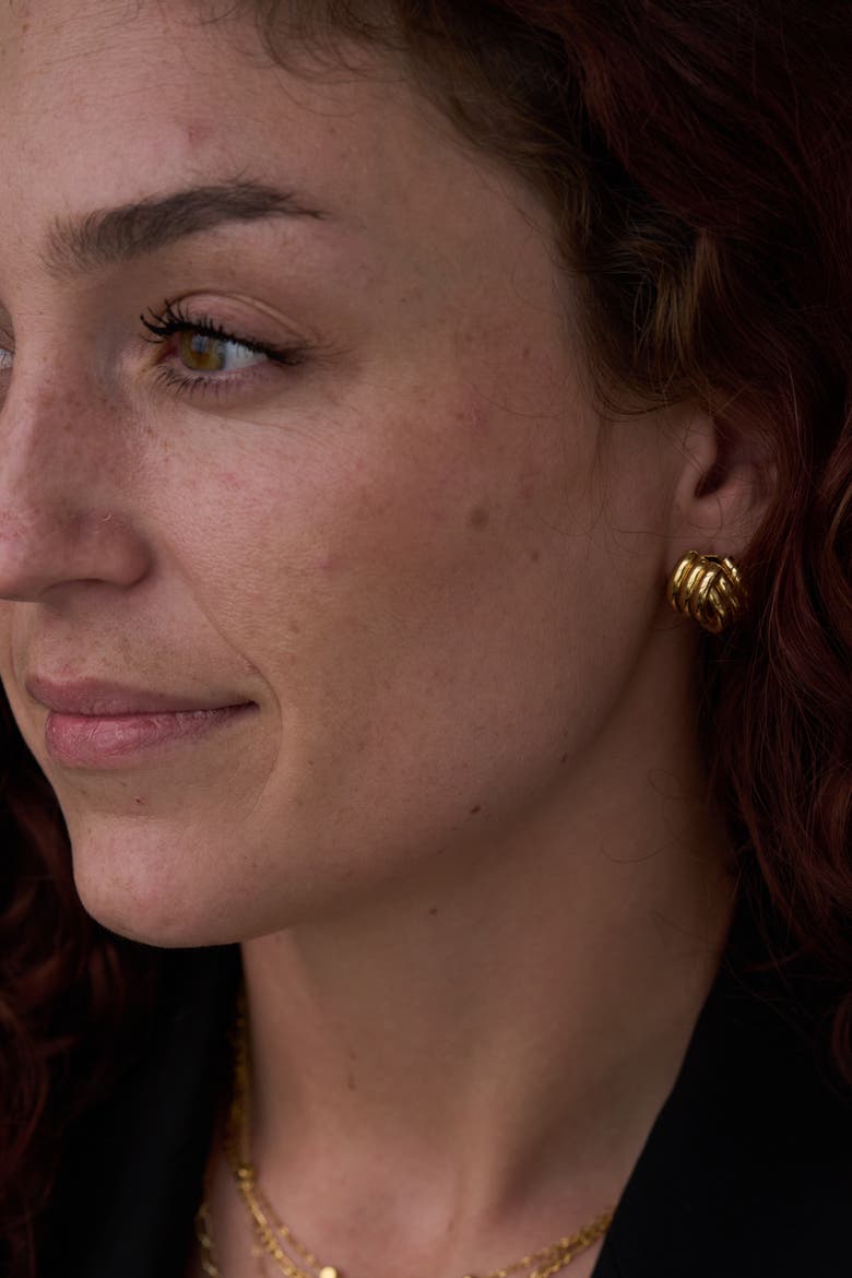 Knot Earrings, Alternate, color, Gold