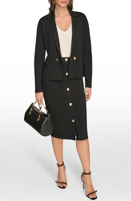 Donna Karan New York Double Breasted Sweater Blazer In Black