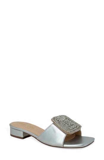 Chase & Chloe Chase And Chloe Flores Squared Spiral Rhinestone Sandal In Silver