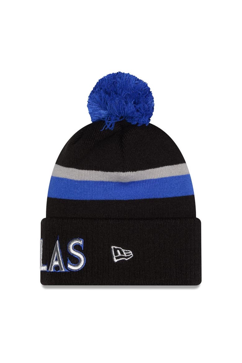 Men's New Era Black/Blue Dallas Mavericks 2025/26 City Edition Cuffed Knit Hat with Pom, Alternate, color, Black
