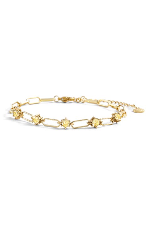 Paperclip Bracelet with Gemstone Accents