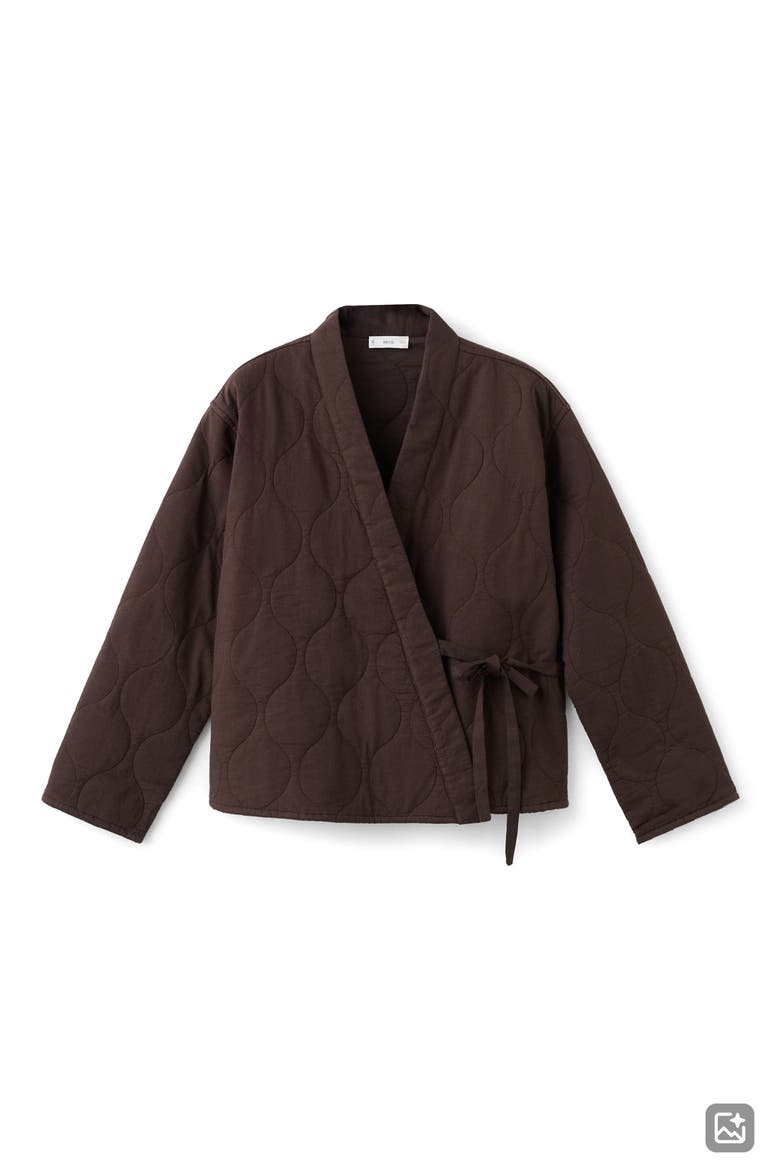 Quilted Wrap Jacket, Alternate, color, BROWN