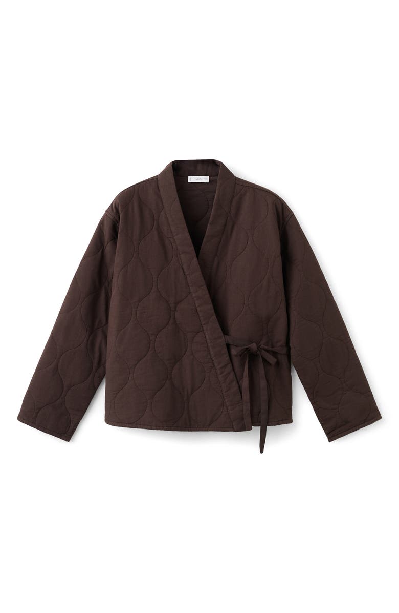 MANGO TEEN Quilted Wrap Jacket, Alternate, color, Brown