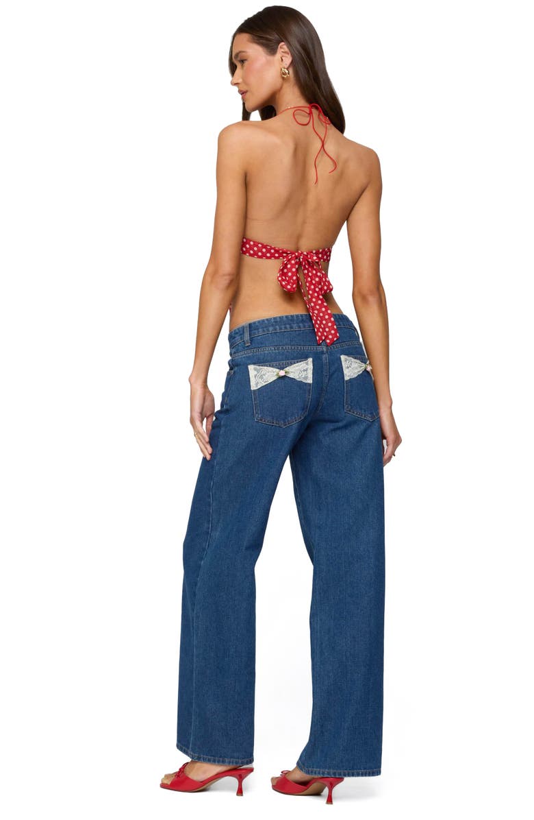 EDIKTED Polka Dot Backless Halter Top, Alternate, color, Red-And-White