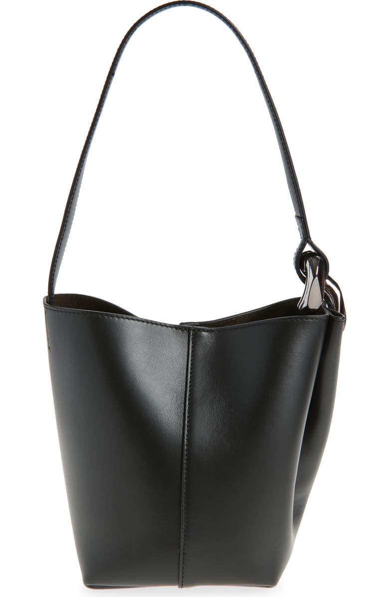 JW Anderson Small JWA Corner Leather Bucket Bag, Main, color, Black 999