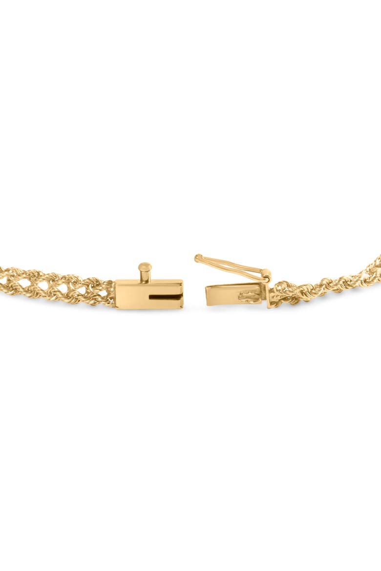 10K Yellow Gold 1/4 Cttw Diamond Basket Weave Rope Chain Style  Bracelet, Alternate, color, Yellow