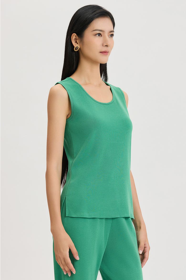 Mid Length Scoop Neck Knit Tank, Alternate, color, Kelly Green
