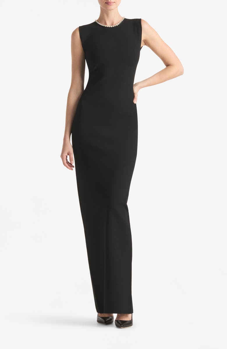 St. John Evening Crystal Embellished Sleeveless Knit Gown, Main, color, 