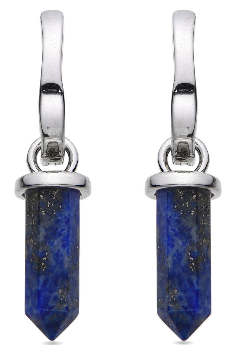 Quartz Huggie Hoop Earrings, Alternate, color, SILVER/BLUE