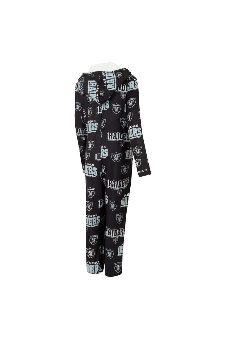 Women's Concepts Sport Black Las Vegas Raiders Roadway Allover Print Microfleece Full-Zip Union Suit, Alternate, color, Black