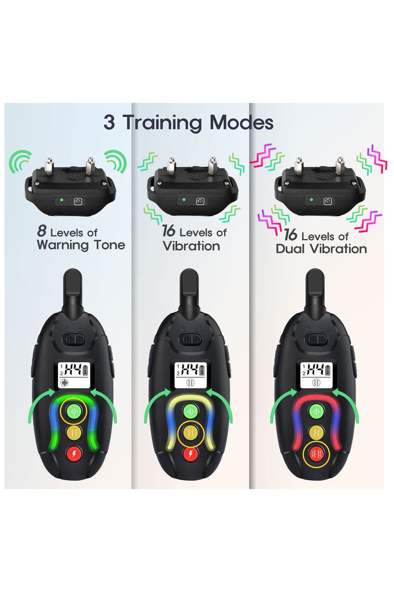 Vibrange 1-to-2 Dog 450-Yard Range 16-Level Vibration and Sound Training Dog Collar, Alternate, color, BLACK
