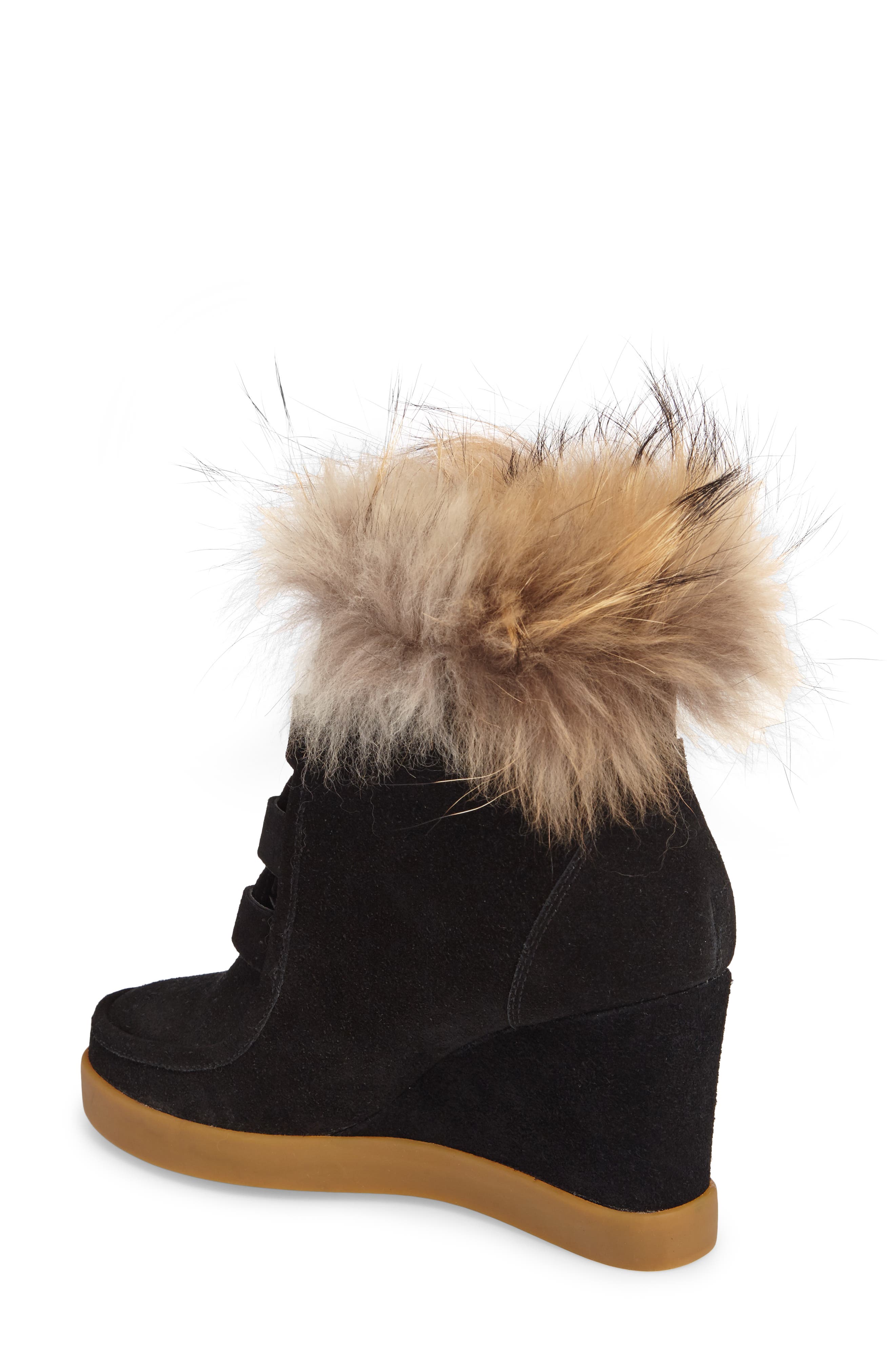 Cecelia New York Holly Wedge Bootie with Genuine Fox Fur Trim, Alternate, color, 