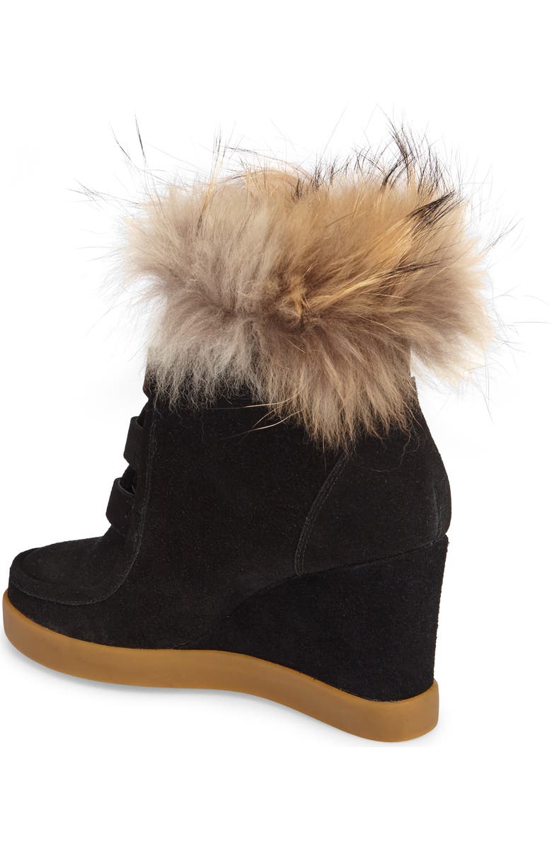 Cecelia New York Holly Wedge Bootie with Genuine Fox Fur Trim, Alternate, color,