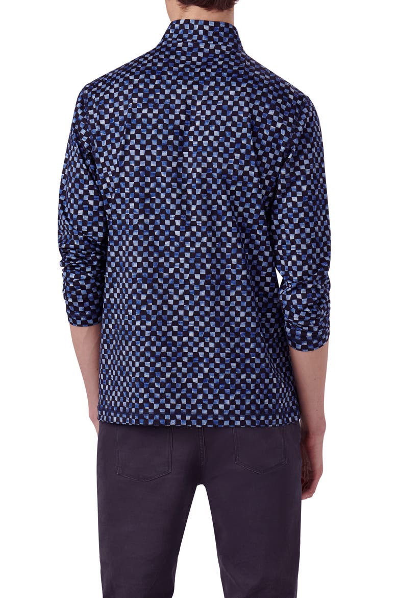 Anthony OoohCotton® Warped Check Print Quarter Zip Pullover, Alternate, color, NAVY