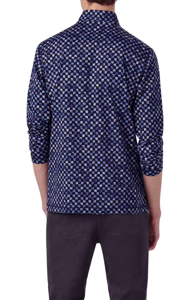 Bugatchi Anthony OoohCotton<sup>®</sup> Warped Check Print Quarter Zip Pullover, Alternate, color, Navy